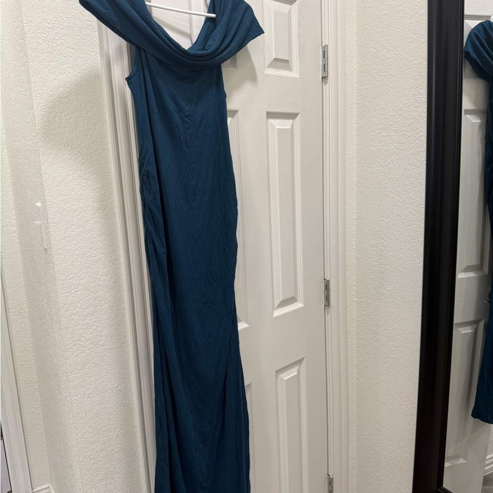 Motherhood Maternity Blue Off The Shoulder Dress